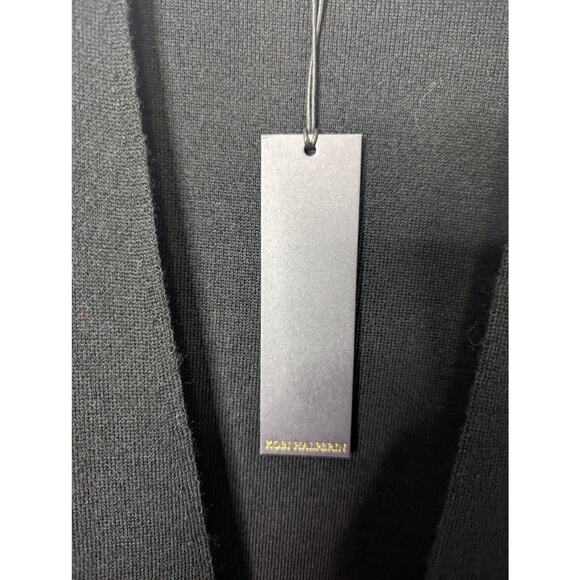 Kobi Halperin Irene Black Long Line Sweater with Ostrich Feather Trim XL New - Picture 13 of 14